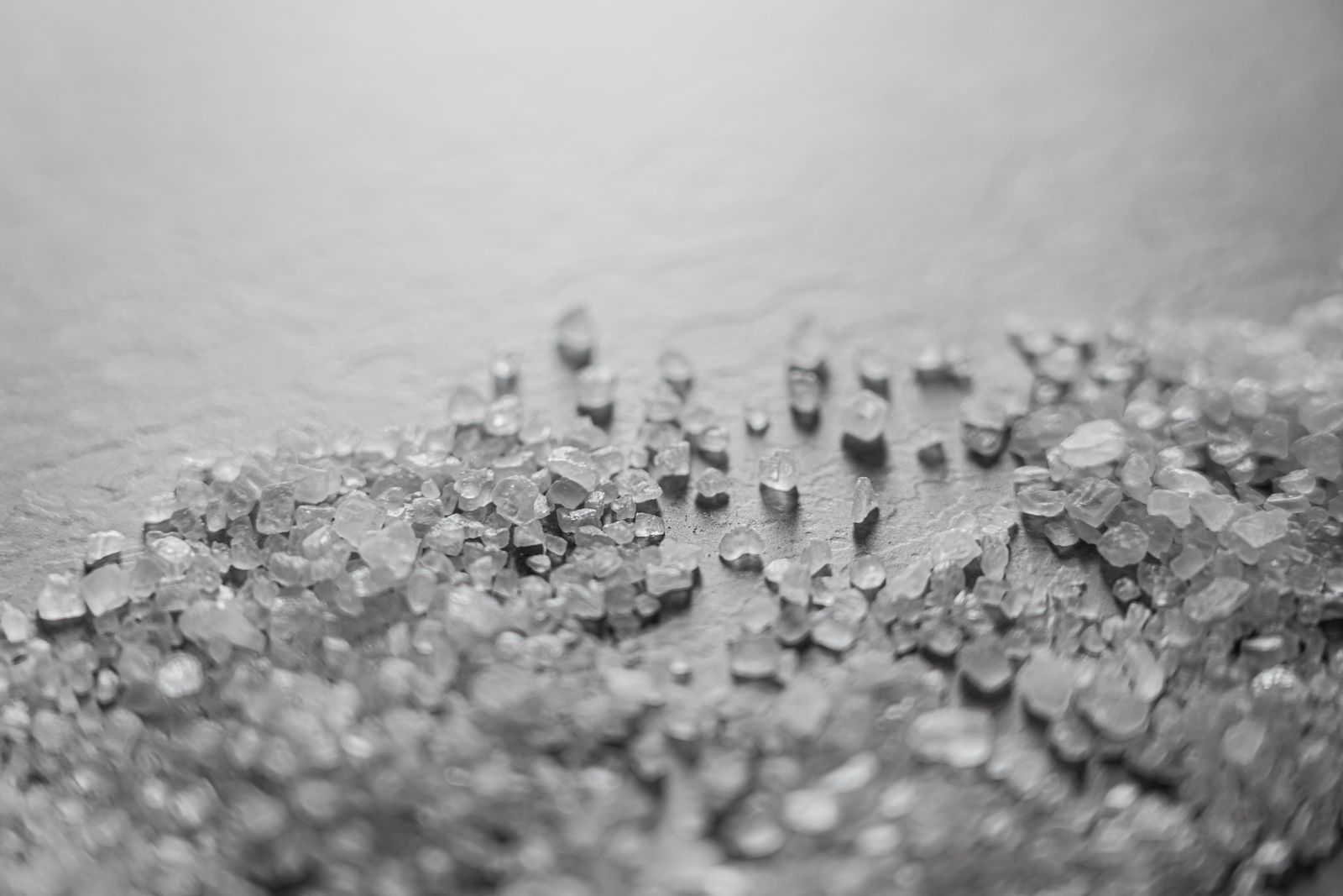 Close up macro photograph of coarse salt crystals